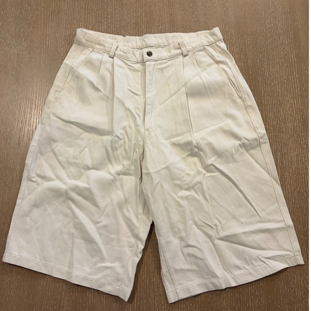 Tommy Hilfiger Mens White Pleated Shorts Vintage Logo Casual 31 W‎ x 12 Inseam